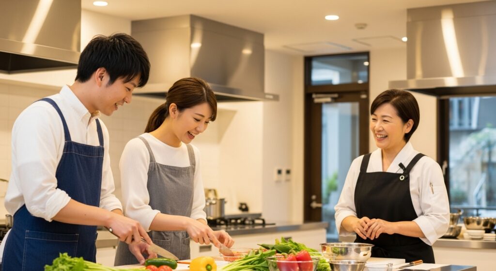 伊勢市の料理教室に参加した男女