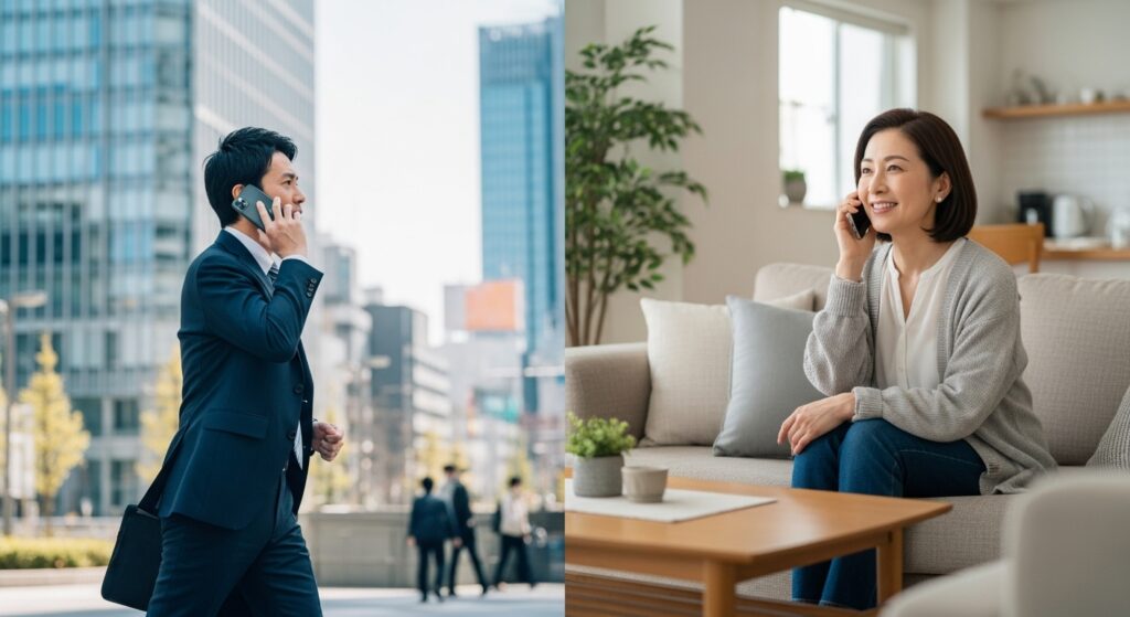 40代のバツイチ女性と男性の電話