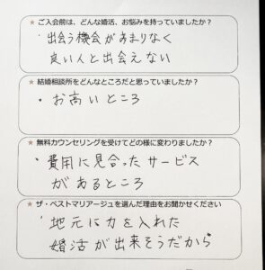 結婚相談所　20代男性　アンケート