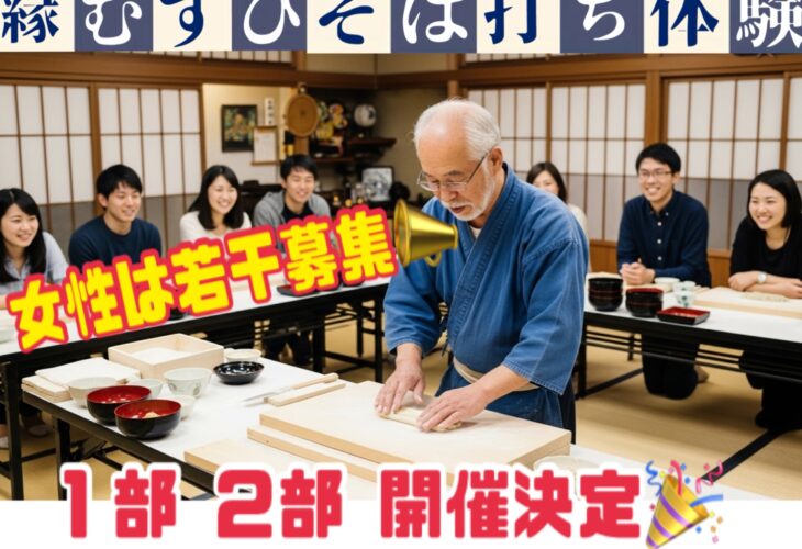 女性参加者さん♡まだまだ募集【開催決定】10月４日＼蕎麦打ち♡体験型／縁結び婚活パーティ