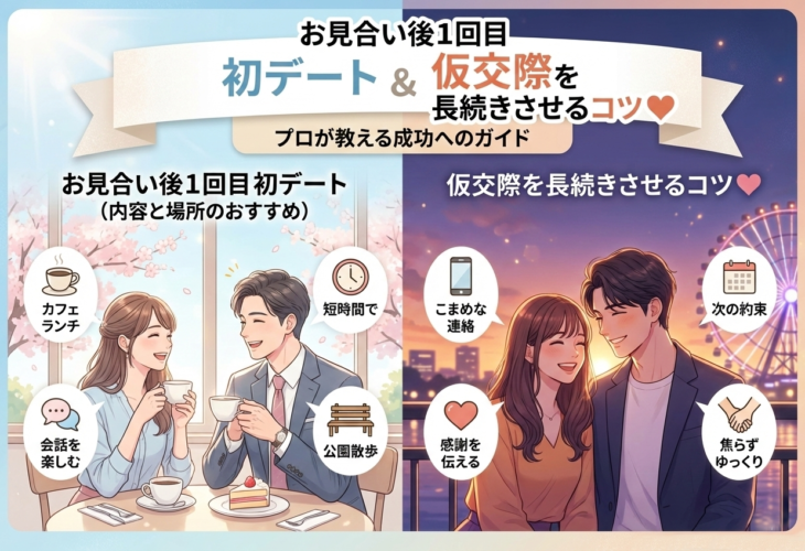 お見合い後 1回目 初デートの内容と場所のおすすめは？仮交際を長続きさせるコツ💗
