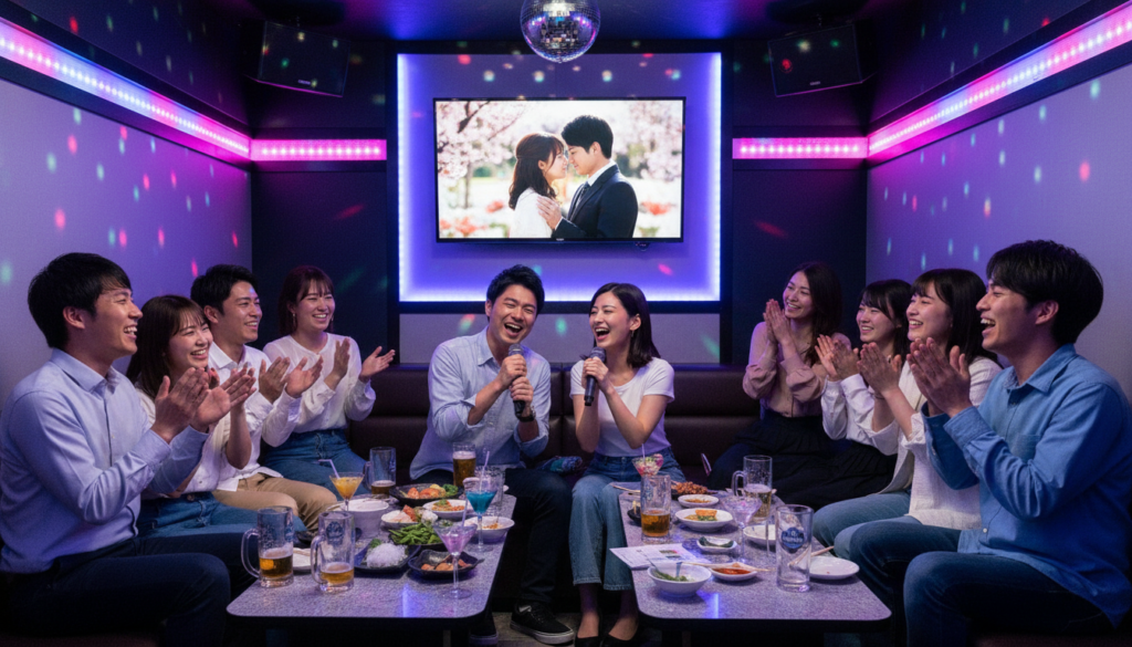 カラオケを楽しむ２０代の男女達