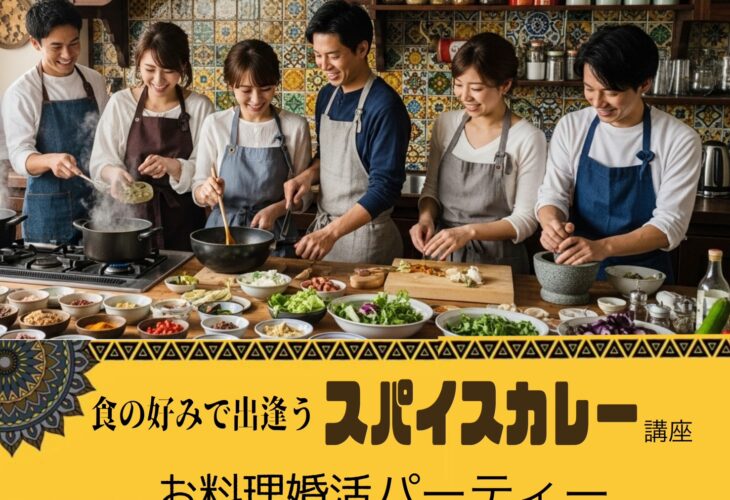 食の好みで出逢う♡お料理婚活パーティー♡オリジナルスパイス調合～「スパイスカレー」づくり開催