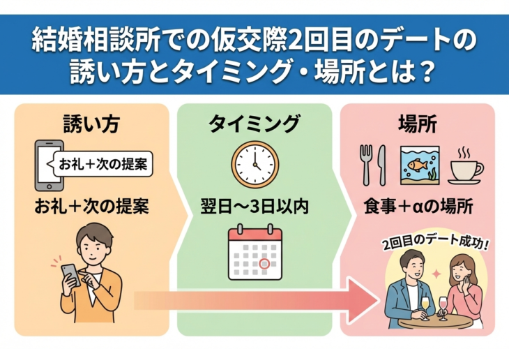 結婚相談所での仮交際2回目のデートの誘い方とタイミング・場所とは？