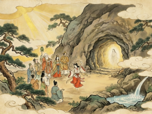 日本神話「天の岩戸」伝説イラスト