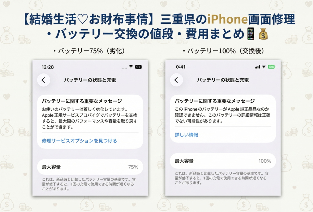 【結婚生活♡お財布事情】三重県のiPhone画面修理・バッテリー交換の値段・費用まとめ📱💰