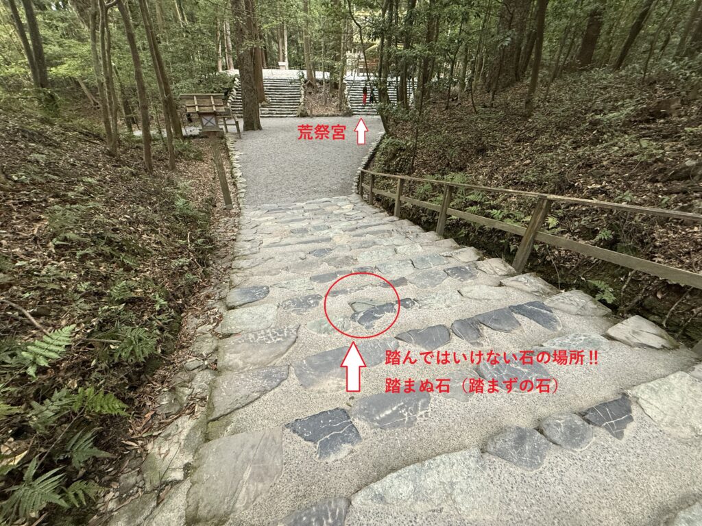 伊勢神宮内宮の荒祭宮前にある踏んではいけない石「踏まぬ石」