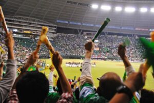 社会人サークルの野球観戦を楽しむ人達